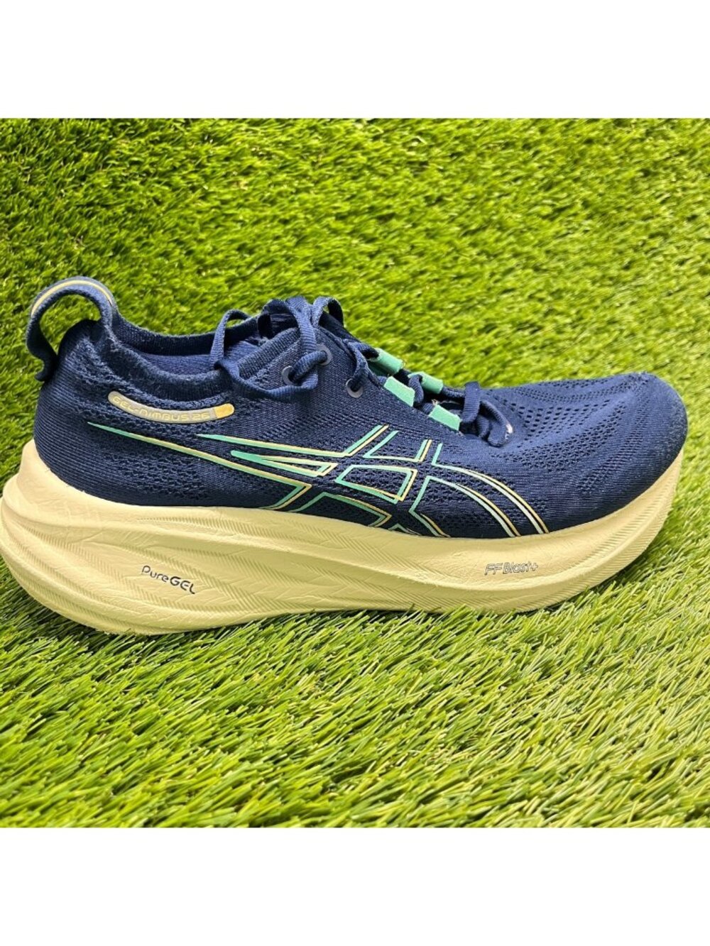 Asics Gel-Nimbus 26 Womens Size 9 Blue Beige Athletic Running Shoes Sneakers